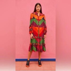 Farm Rio Juliana Colorful Geometric midi Dress - Small
